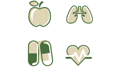 Healthy and fitness exercises vector art icon set