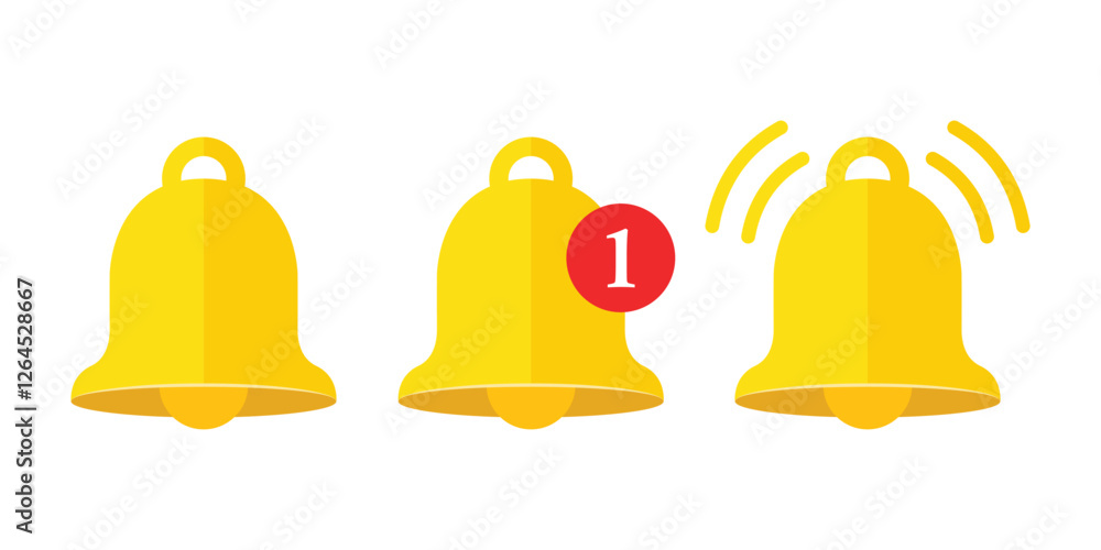 Aufkleber notification bell icon set in flat style. incoming inbox message vector illustration on isolated bac