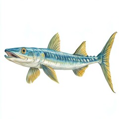 Fototapeta premium Barracuda: Fresh Catch Illustration with Vibrant Colours