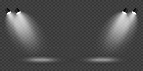 Magic stage lighting effect. Spotlight light effect. On a transparent background.
