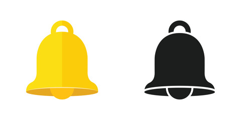 Notification bell icon in flat style. Incoming inbox message vector illustration on isolated background. Ringing bell sign business concept.