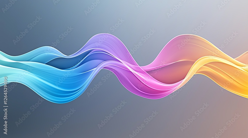 Poster colorful abstract waves flowing on a gradient background, perfect for design projects and creative c