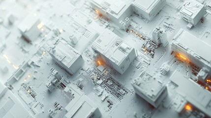 This is an abstract futuristic background with a technology circuit board texture. It's a white tech background with three dimensions.