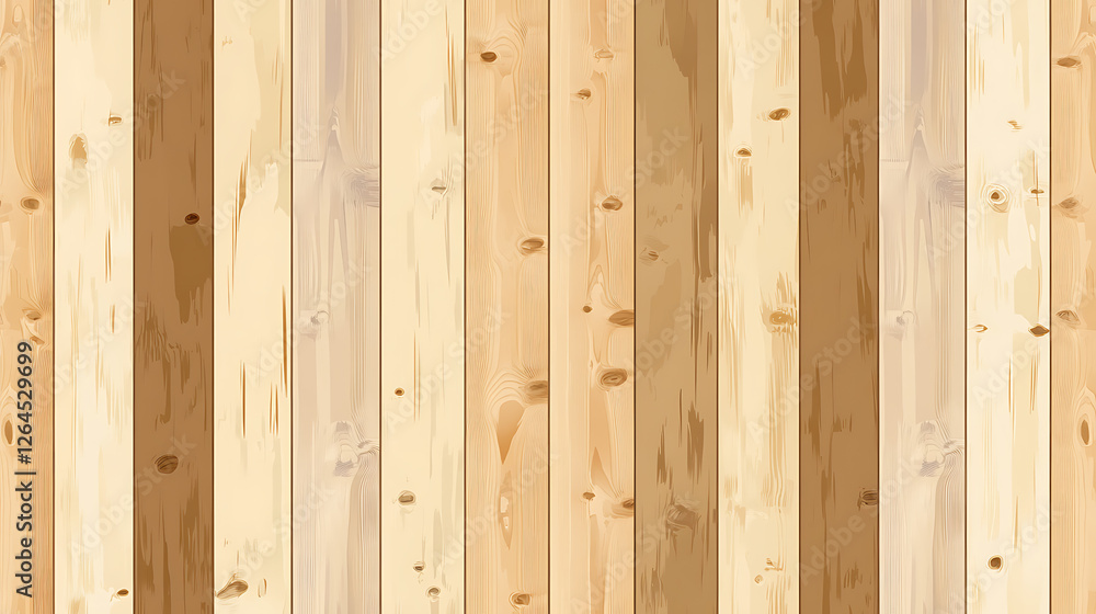 Aufkleber light wooden planks surface detail with visible grain and knot texture for background design element