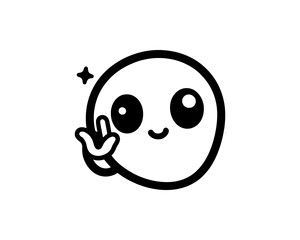 happy smiley face. minimal line art cartoon logo design vector illustration.