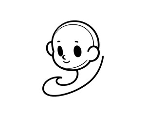 happy smiling face. minimal line art cartoon logo design vector illustration.