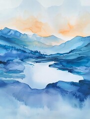 Watercolor landscapes feature soft pastel shades that blend harmoniously, highlighting natural elements through fluid textures for a captivating visual impact.