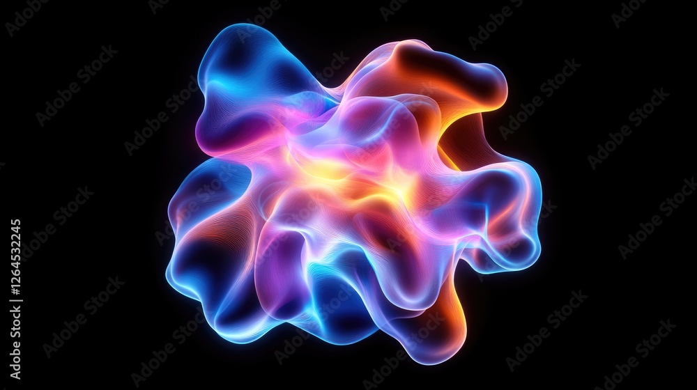 Poster dynamic colorful abstract waveform digital space 3d render vibrant atmosphere close-up energy visual