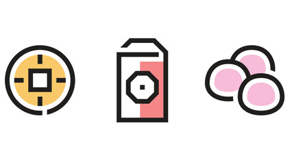 Chinese culture signs and symbols vector icon set