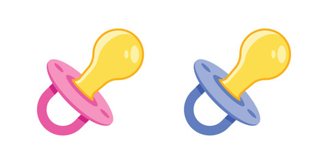 Baby pacifier icon in flat style. Nipple for newborn child vector illustration on isolated background. Soother sign business concept.