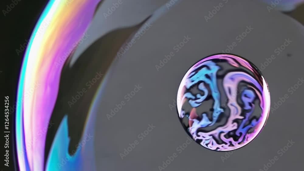 Aufkleber close-up of an iridescent soap bubble resembling an alien planet.