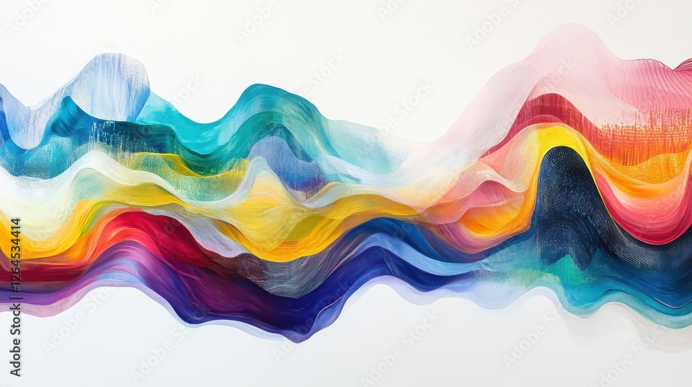 Poster an abstract art with waves and lines of different colors