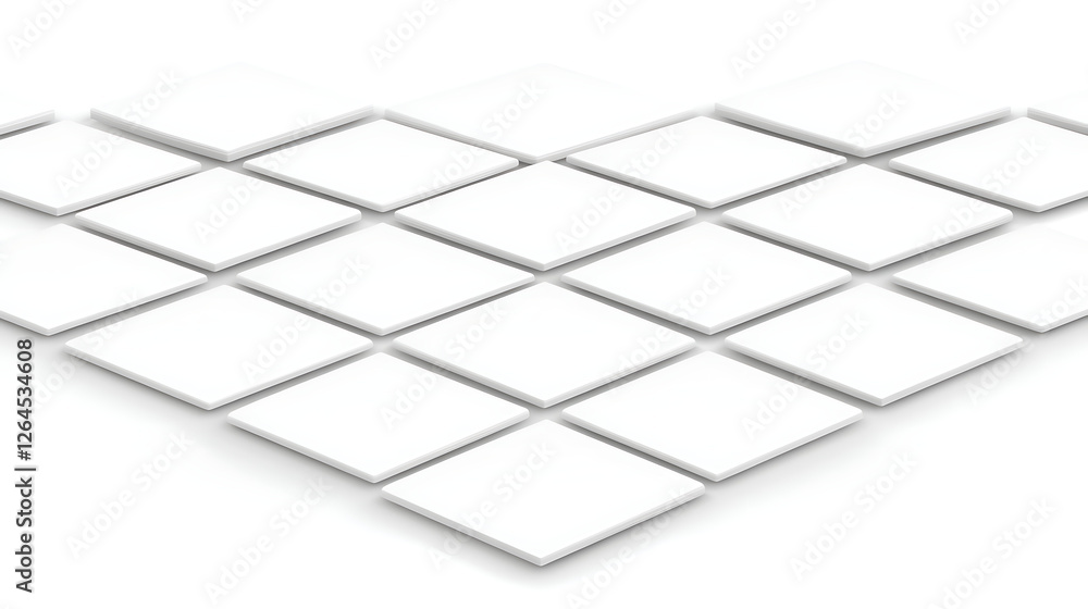 Poster minimalist white tiles arranged in diamond pattern background with simple clean geometric design