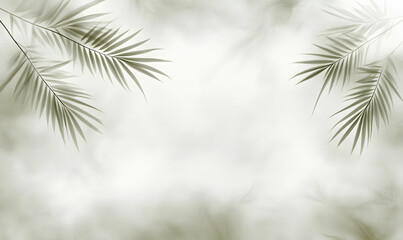Serene sage green palm leaves on a soft, misty background; perfect for minimalist design, wellness branding, or spa promotions.