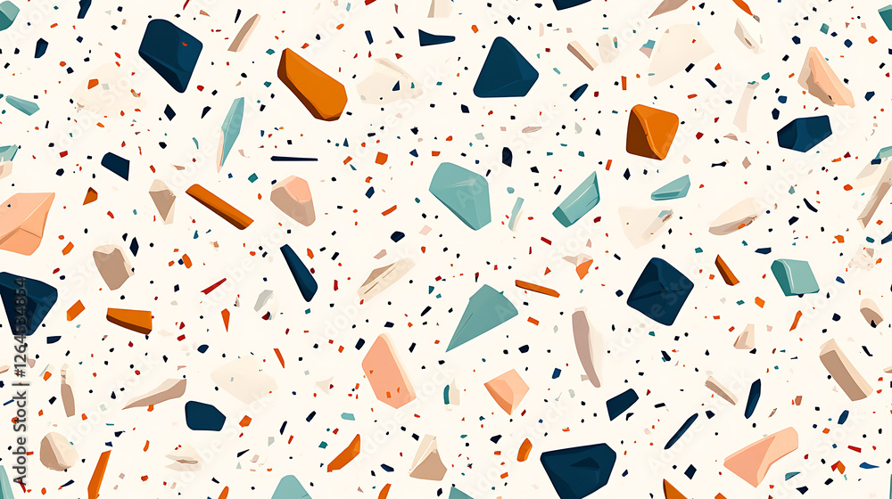 Poster modern colorful terrazzo pattern design with geometric shapes for a seamless background texture