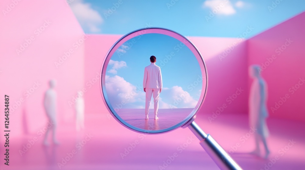 Poster exploring identity and connection abstract environment digital art minimalistic viewpoint conceptual