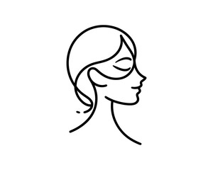 girl head line art outline logo