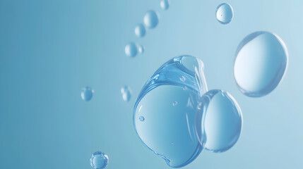 Abstract close-up of water bubbles, showcasing light blue tones and smooth textures. Ideal for clean, refreshing concepts.