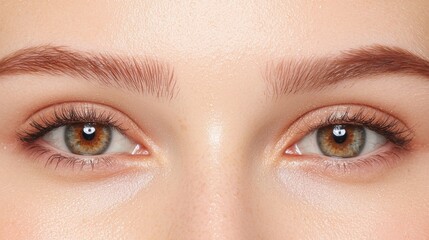 Fototapeta premium Eyebrow fashion thick enhancement concept. Naturally Voluminous Eyebrows Elegantly Accentuated with Precise Makeup