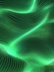 Fototapeta premium Abstract green wavy lines background with a soft glow.