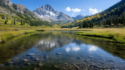 Mountain Lake Reflection with Autumn Colors