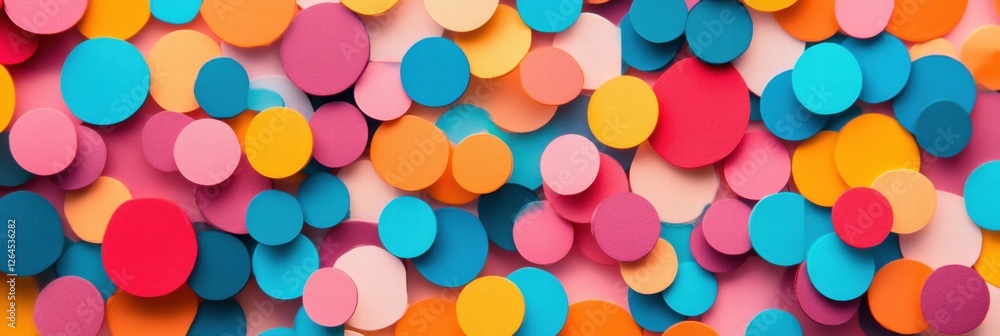 Aufkleber colorful arrangement of circular shapes displays vibrant patterns on a textured background. generati
