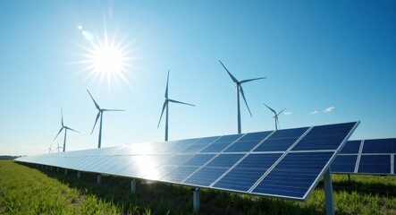 Solar and Wind Energy Together – Sustainable Power Solutions - Renewable, sustainable, green and clean energy concept