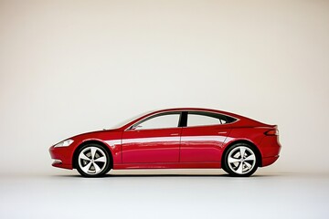 Obraz premium Sleek red car profile with modern design, showcasing elegant cur