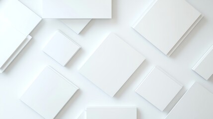 Minimalist white geometric shapes on a clean white background. Modern abstract design, perfect for creative projects.