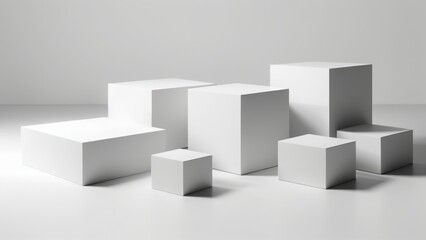 Minimalist monochrome 3D podium with clean geometric shapes. A sleek, modern platform perfect for product display