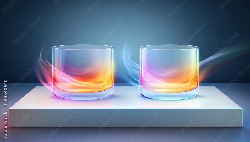 Poster abstract fluid design with iridescent holographic colors and dynamic lines