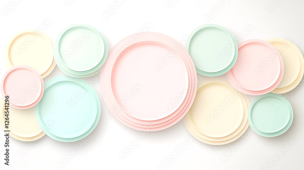 Poster pastel circle array abstract art gentle gradient palette digital design background elements 3d rende