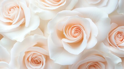 Soft peach roses in full bloom showcase their delicate petals and serene elegance, perfect for floral design inspiration.