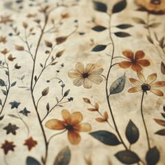 Vintage Floral Pattern with Delicate Flowers and Leaves Background