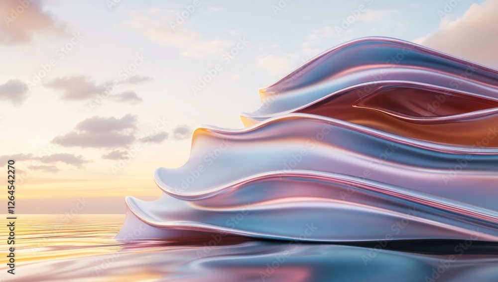 Poster abstract fluid design with iridescent holographic colors and dynamic lines