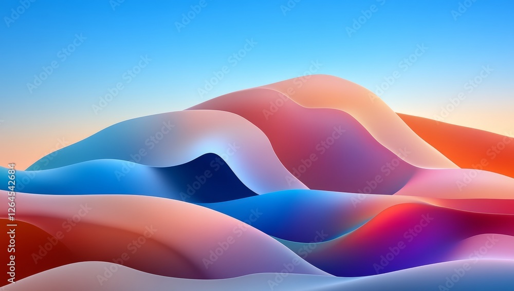 Poster abstract fluid design with iridescent holographic colors and dynamic lines