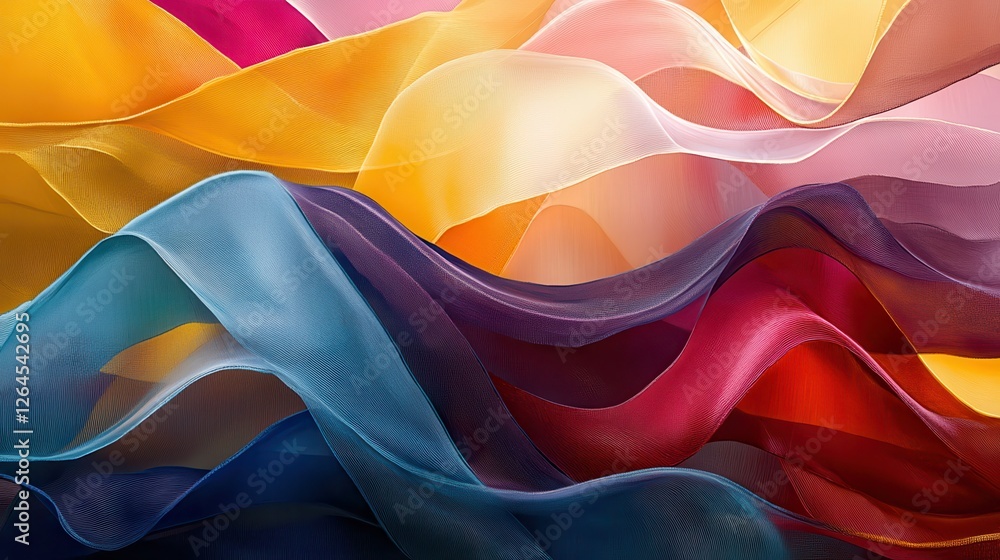 Aufkleber an abstract art with waves and lines of different colors