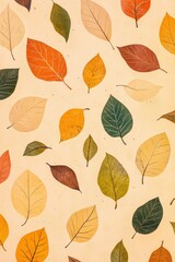 Colorful autumn leaves on textured background, fall foliage pattern for seasonal decoration, nature-inspired design, and graphic projects.