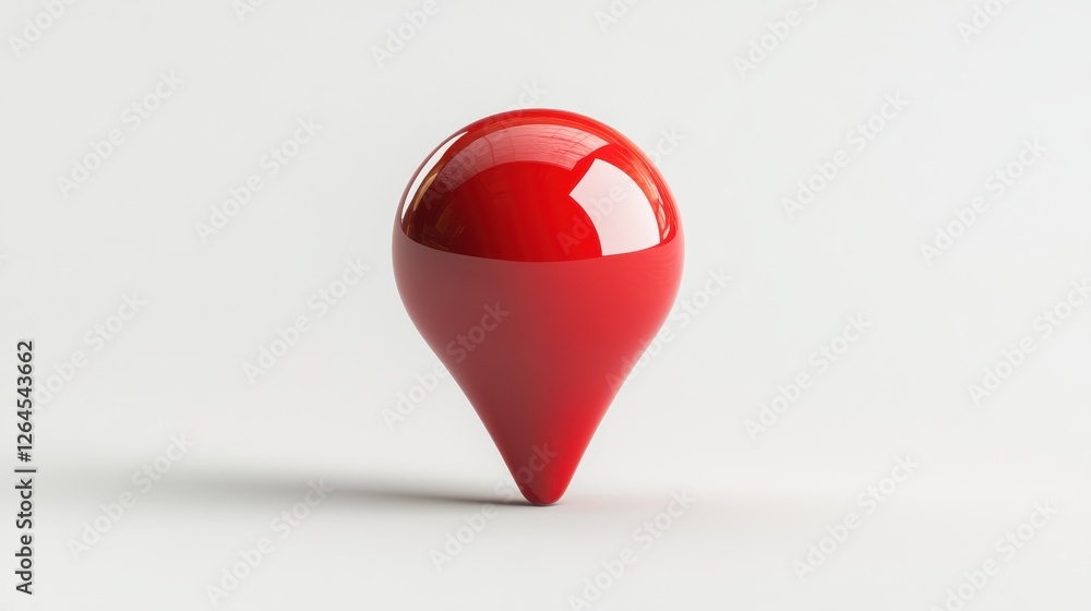 Poster 3d red map pin icon isolated on white background, representing location, gps navigation, and destina