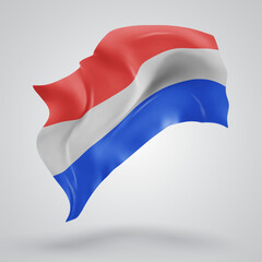 Netherlands, vector 3d flag with waves on a white background