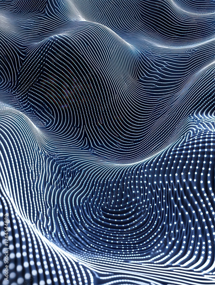 Aufkleber dynamic abstract data waves blue background wavy lines dots