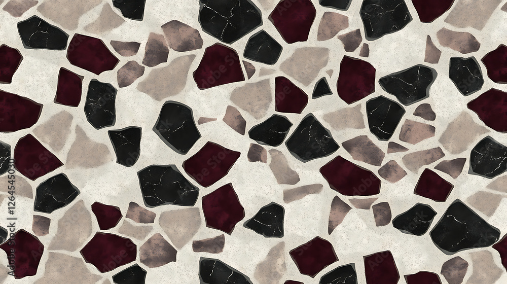 Poster polished stone mosaic seamless pattern texture with geometric shapes and interlocking tile design ae
