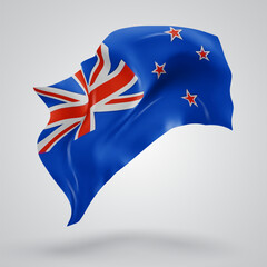 New Zealand, vector 3d flag with waves on a white background