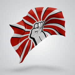 Protest, vector 3d flag with waves on a white background