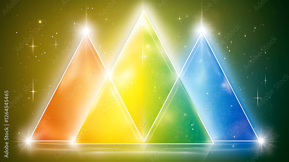 Poster prism triangles in light spectrum arrangement abstract color gradient geometric formation art