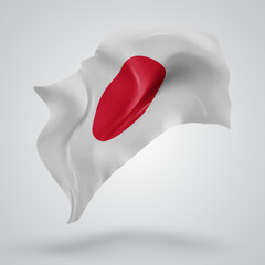 Japan, vector 3d flag with waves on a white background