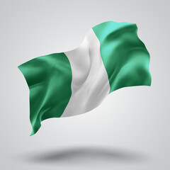 Obraz premium Nigeria, vector 3d flag with waves on a white background