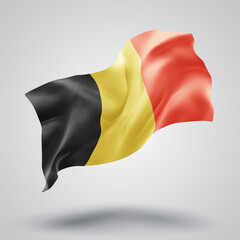 Belgium, vector 3d flag with waves on a white background