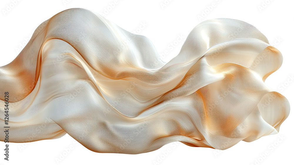 Poster ethereal flow: capture the fluid movement and delicate textures of a flowing fabric, with soft color