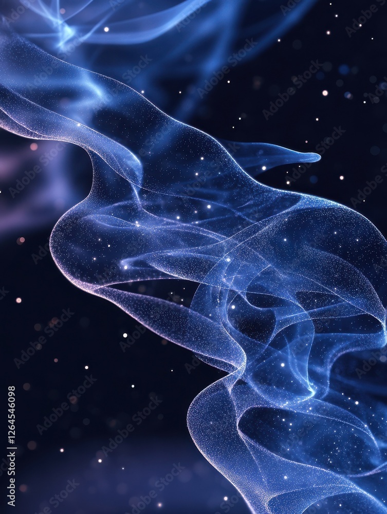 Poster digital flow wave with particles in motion. abstract smoke effect background. smoke motion with part